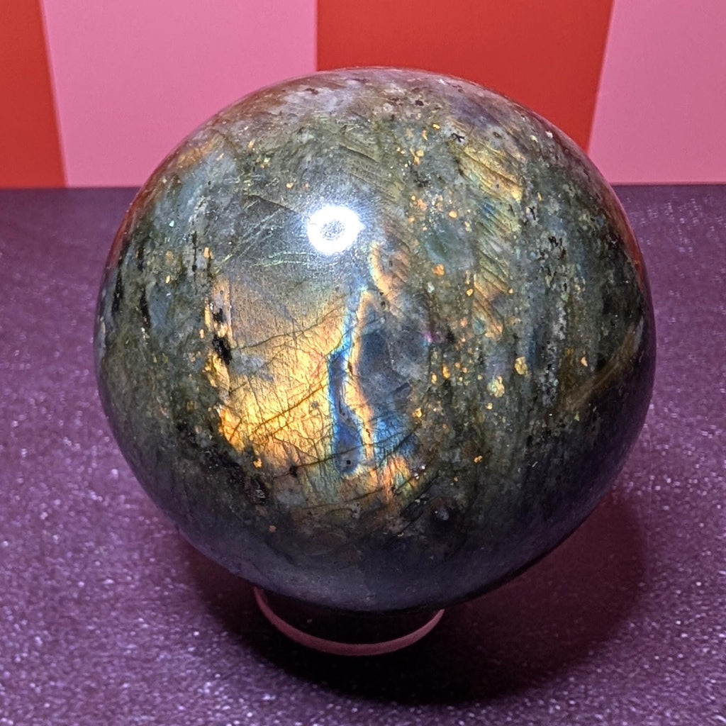 Large Labradorite Sphere | Mystical Protection Crystal • Intuition • Energy Shield | One of a Kind