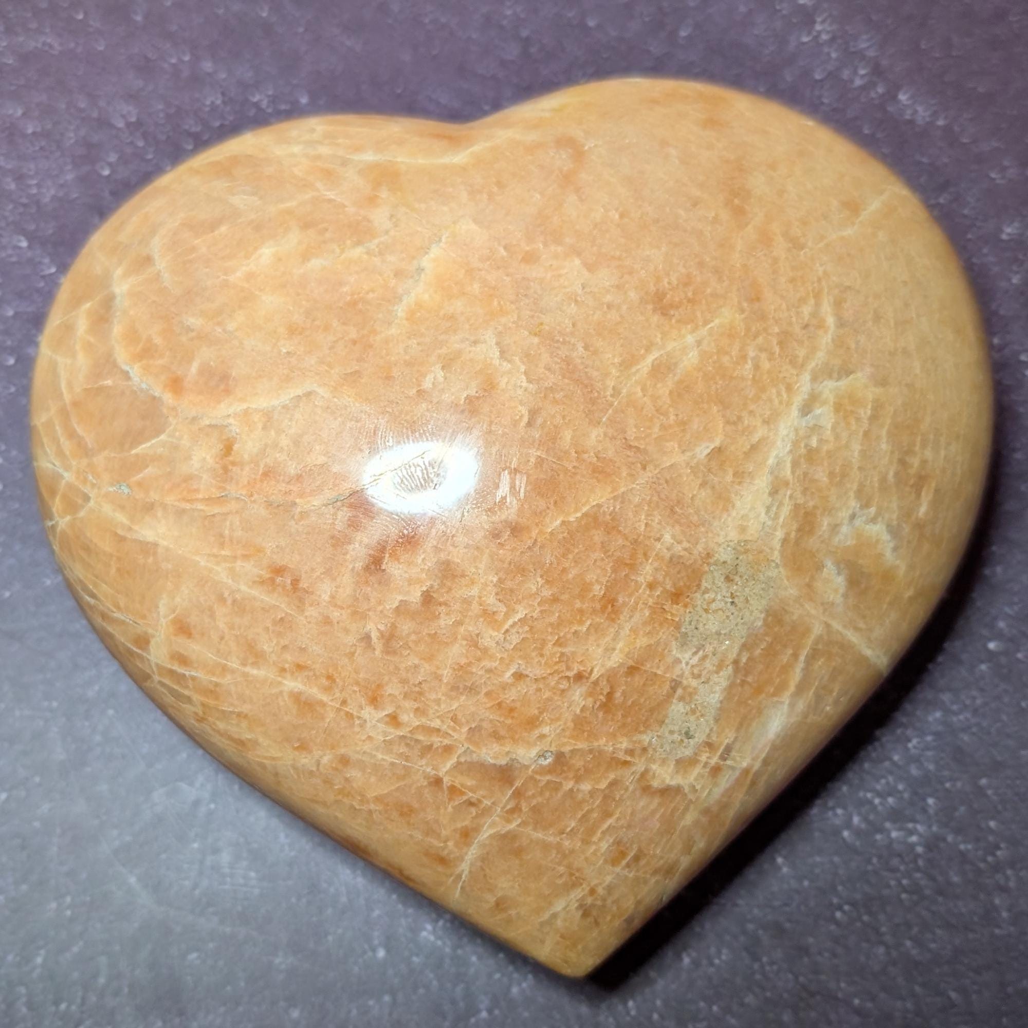 Large Peach Moonstone Heart | Emotional Healing Crystal • Divine Feminine • Love & Calm Energy