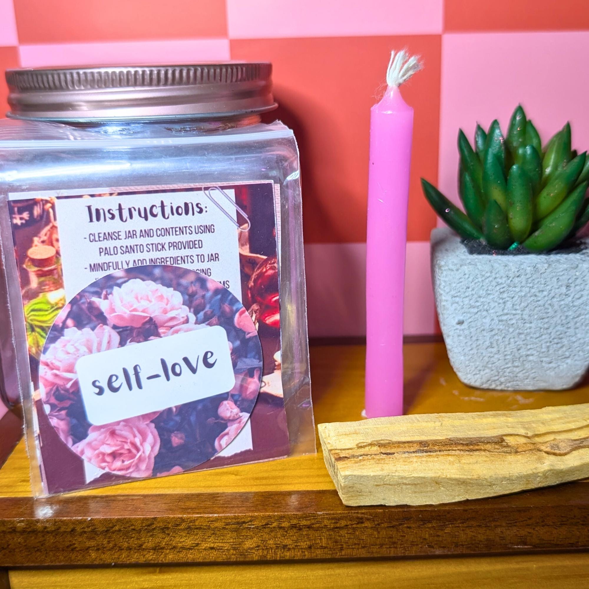 Self Love Spell Jar Kit | Emotional Healing & Self Worth Ritual | Pink Candle Love Spell | Witchcraft Supplies | Beginner Friendly