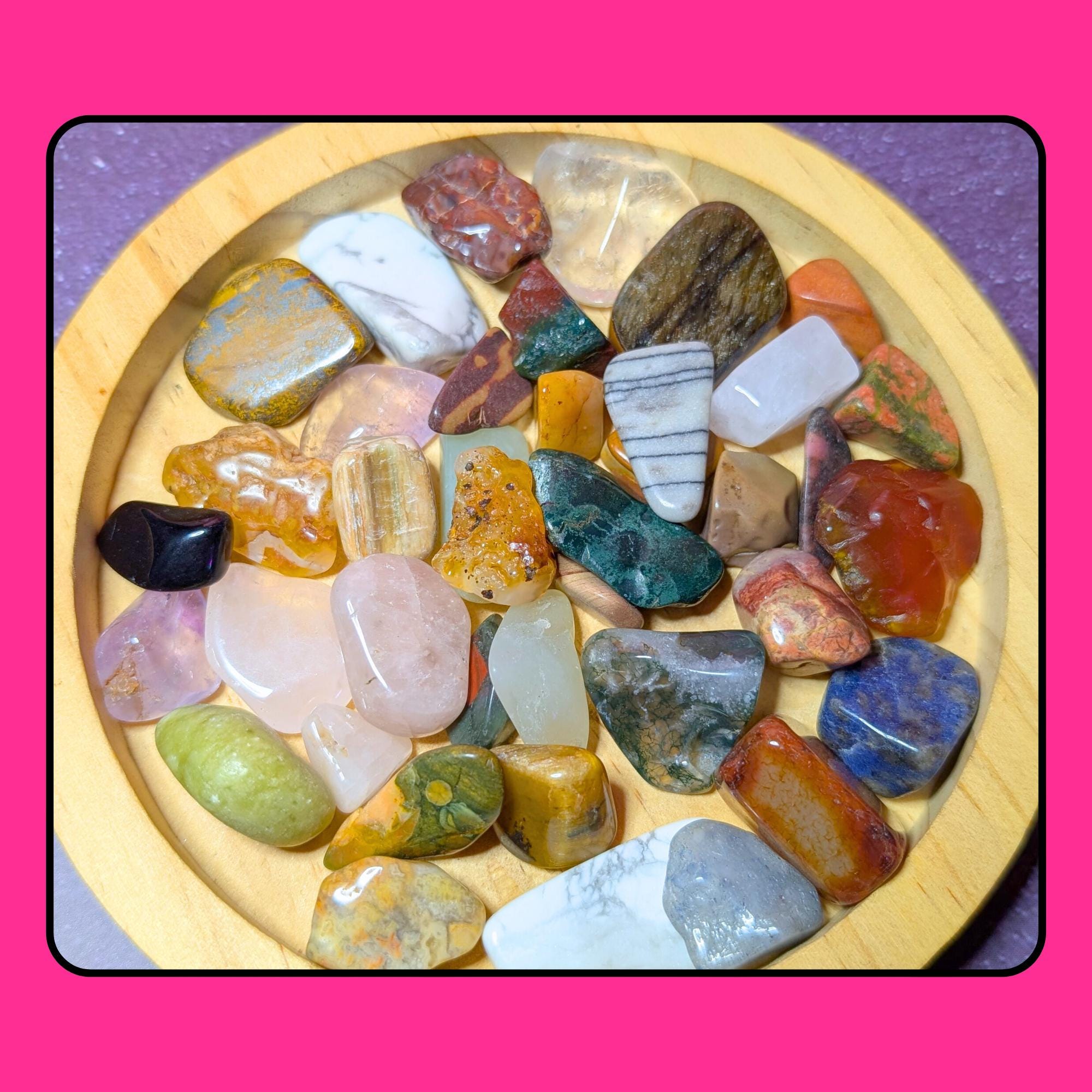Natural Crystal Tumbles Lucky Scoop – 4 oz Jar – Assorted Healing Stones – Small Polished Crystals – Witchy Mystery Mix