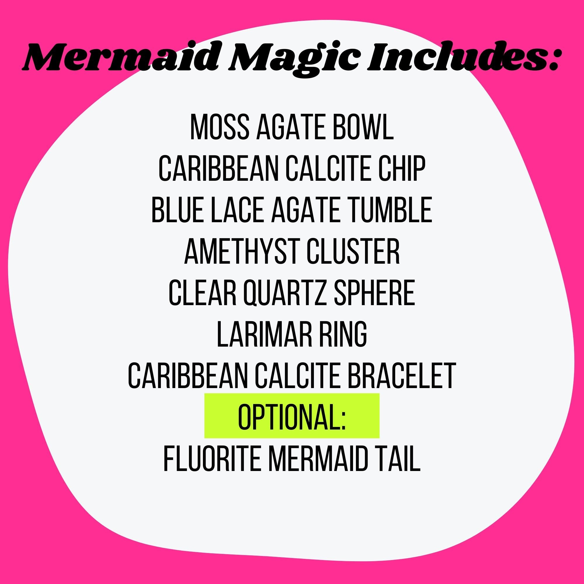 Mermaid Magic Crystal Bundle | Larimar Ring, Caribbean Calcite Bracelet, Amethyst Cluster | Ocean Inspired Ritual Set | Limited Edition