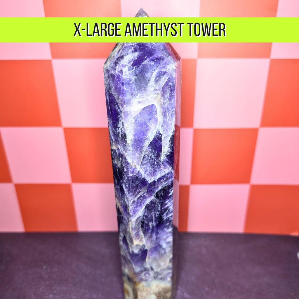 Large Amethyst Tower | Polished Point Crystal • Protection • Calm Energy | Statement Healing Stone