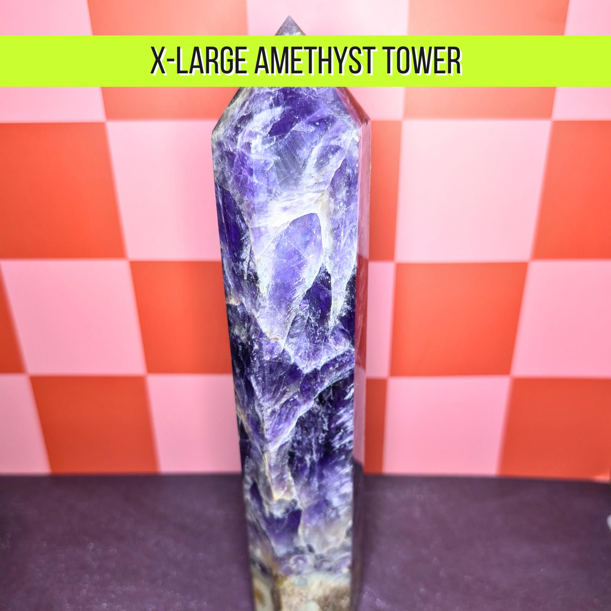 Large Amethyst Tower | Polished Point Crystal • Protection • Calm Energy | Statement Healing Stone