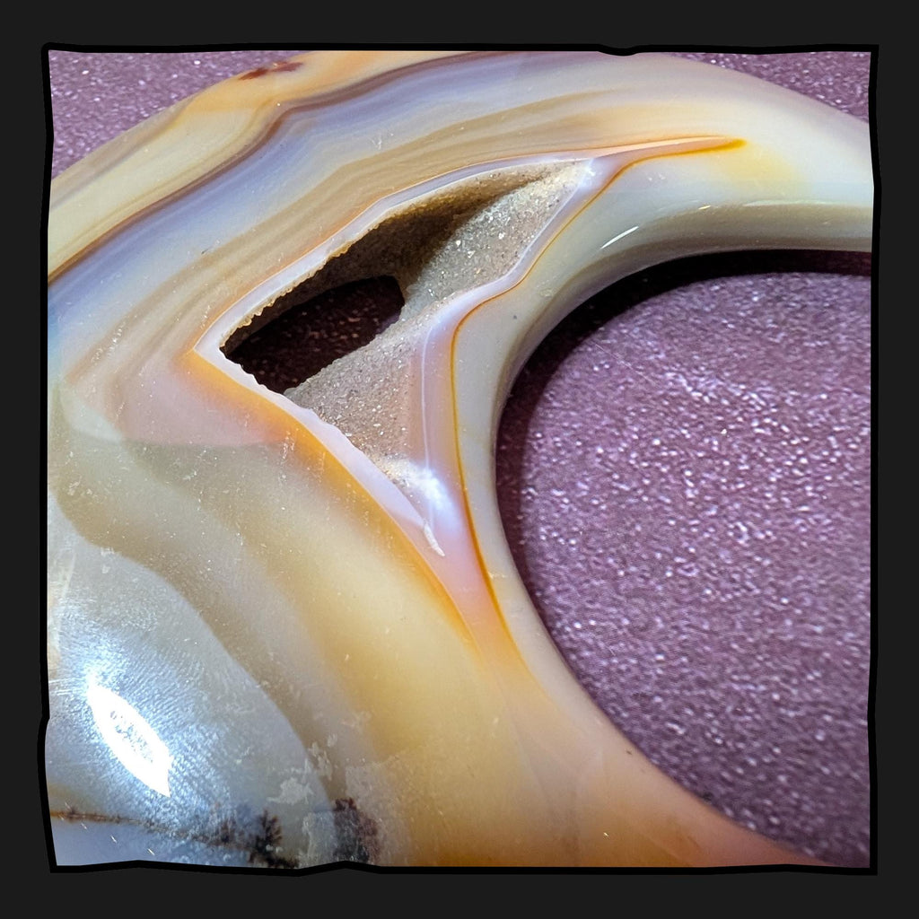 Druzy Blue Agate Moon | Calming Crystal Decor • Emotional Balance • One of a Kind