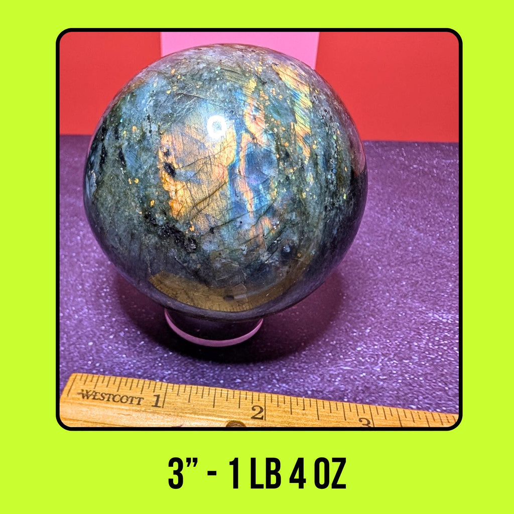 Large Labradorite Sphere | Mystical Protection Crystal • Intuition • Energy Shield | One of a Kind