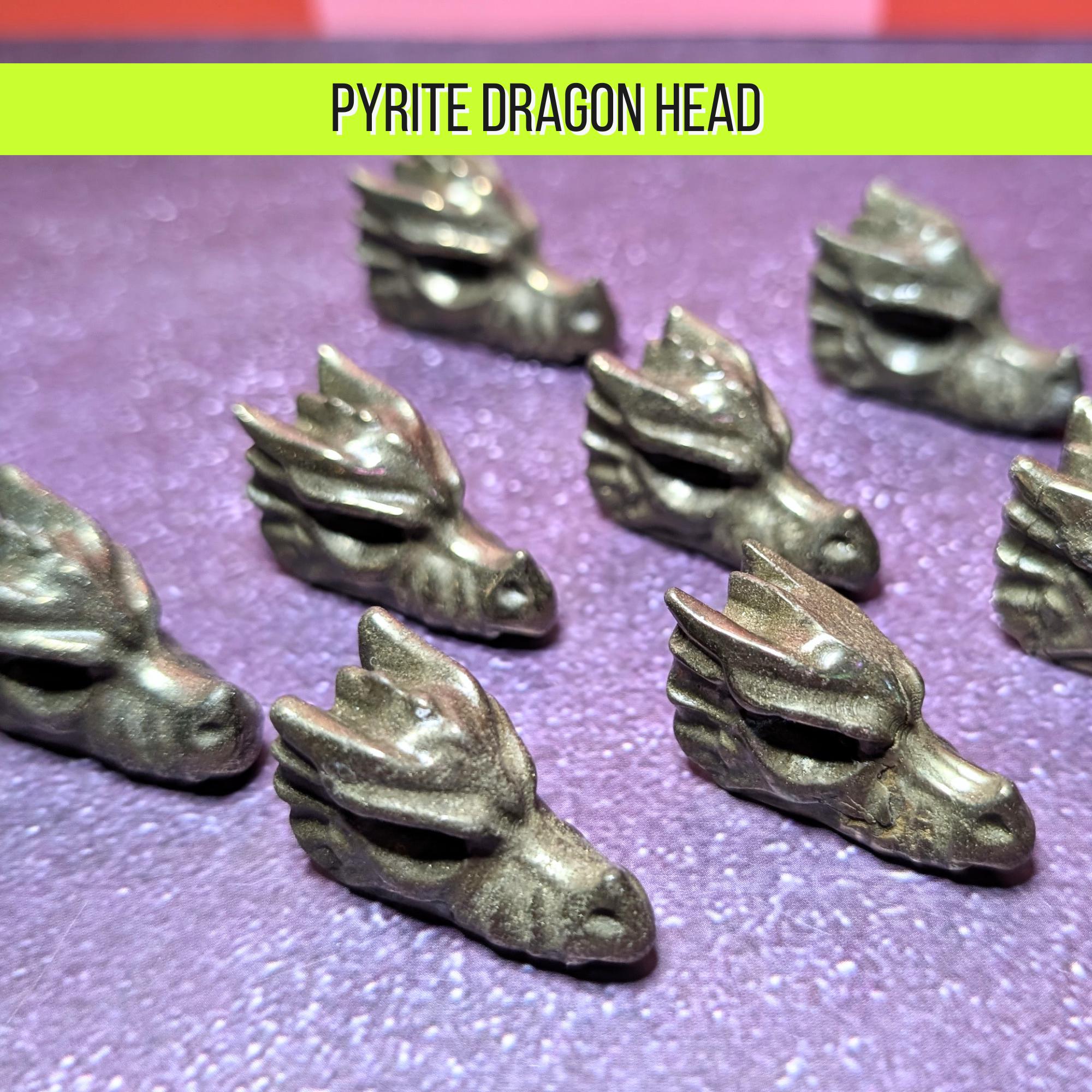 Pyrite Dragon Head Carving | Abundance & Protection Crystal | Money Magnet Stone | Mini Dragon Crystal | Intuitively Chosen