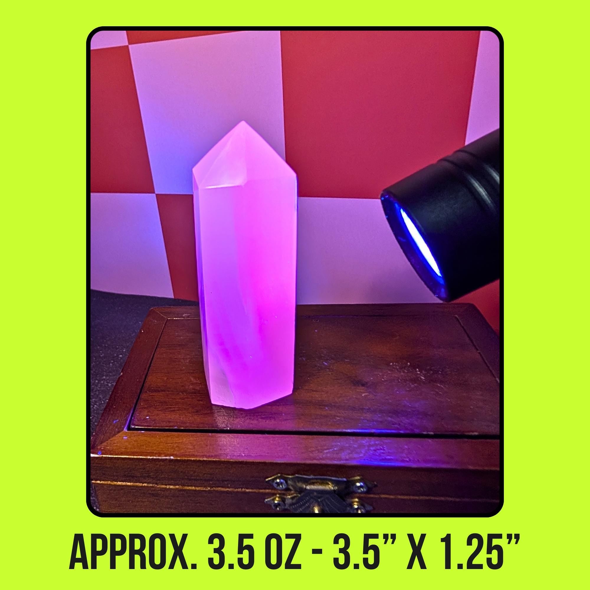Pink Mangano Calcite Tower (UV Reactive) | Self Love & Emotional Healing Crystal | Calming Heart Chakra Stone | Fluorescent Crystal