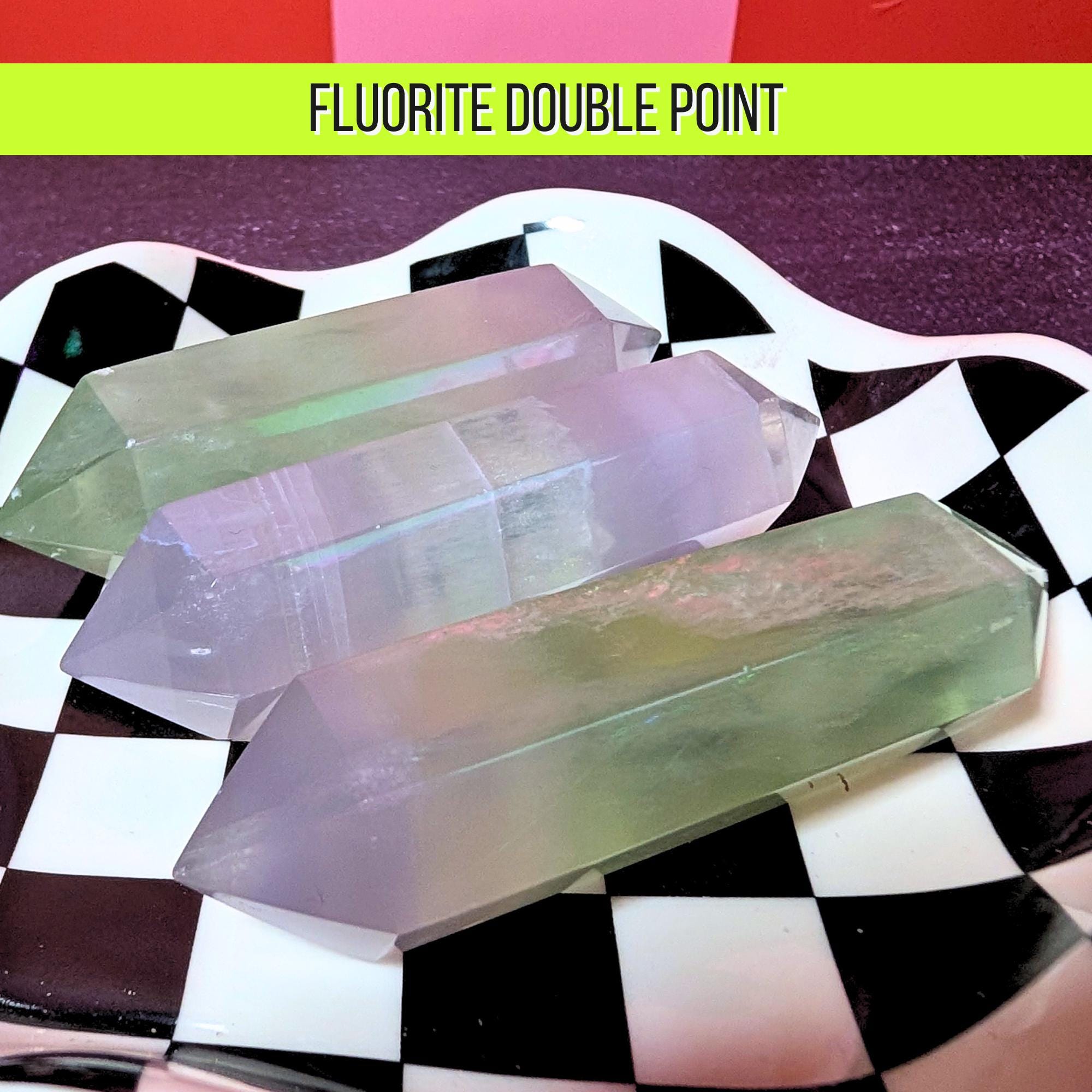 Yttrium Fluorite Double Point | Energy Balance & Clarity Crystal | Intuition and Focus Stone | Fluorite Wand | Intuitively Chosen
