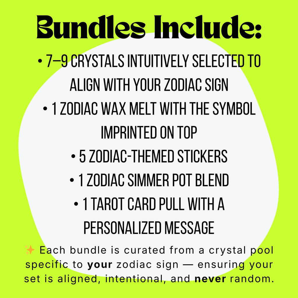 Zodiac Crystal Mystery Box | Astrology Gift Set | Tarot Reading, Wax Melt, Simmer Pot | Spiritual Gift for Her