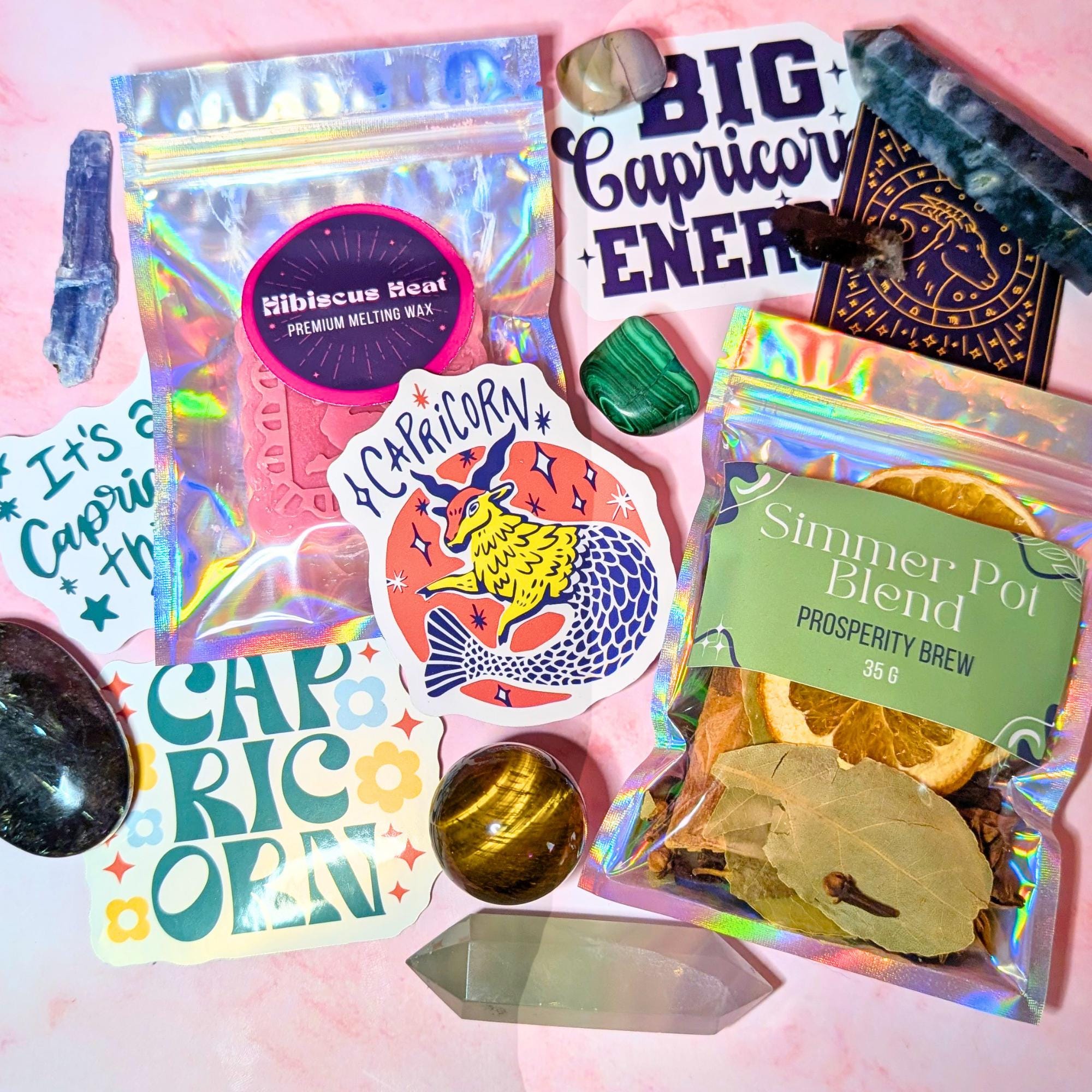 Zodiac Crystal Mystery Box | Astrology Gift Set | Tarot Reading, Wax Melt, Simmer Pot | Spiritual Gift for Her