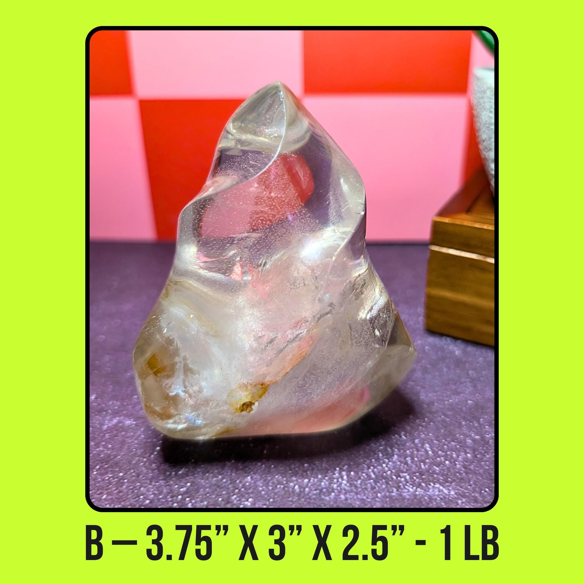 Large Clear Quartz Flame Carving | High Energy Amplifier Crystal | Healing, Clarity & Manifestation Stone | Statement Quartz Decor