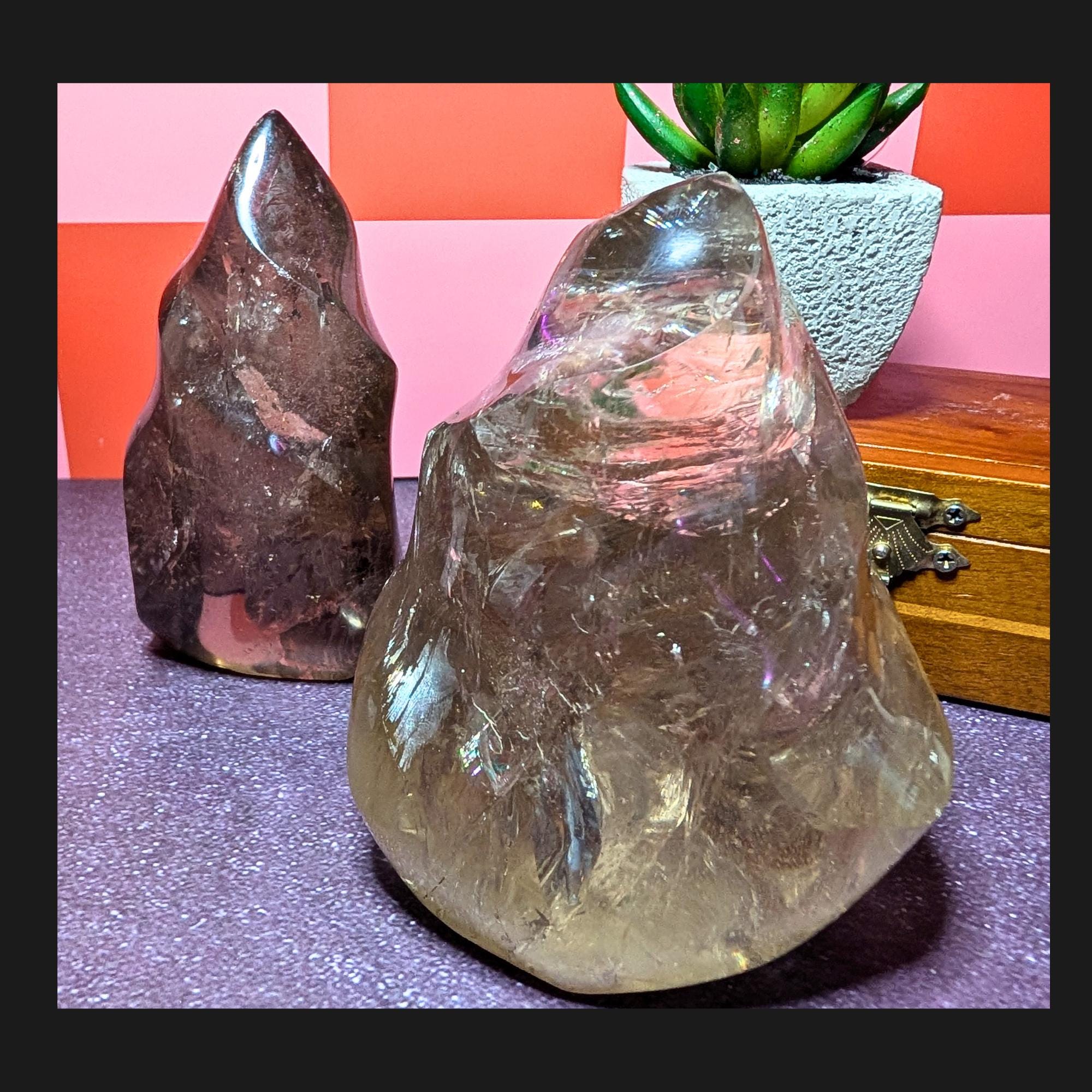 Smoky Quartz Flame Carving | Natural Grounding Crystal | Protection & Energy Cleansing Stone | Large Statement Crystal Decor | Pick Piece