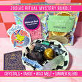 Zodiac Crystal Mystery Box | Astrology Gift Set | Tarot Reading, Wax Melt, Simmer Pot | Spiritual Gift for Her