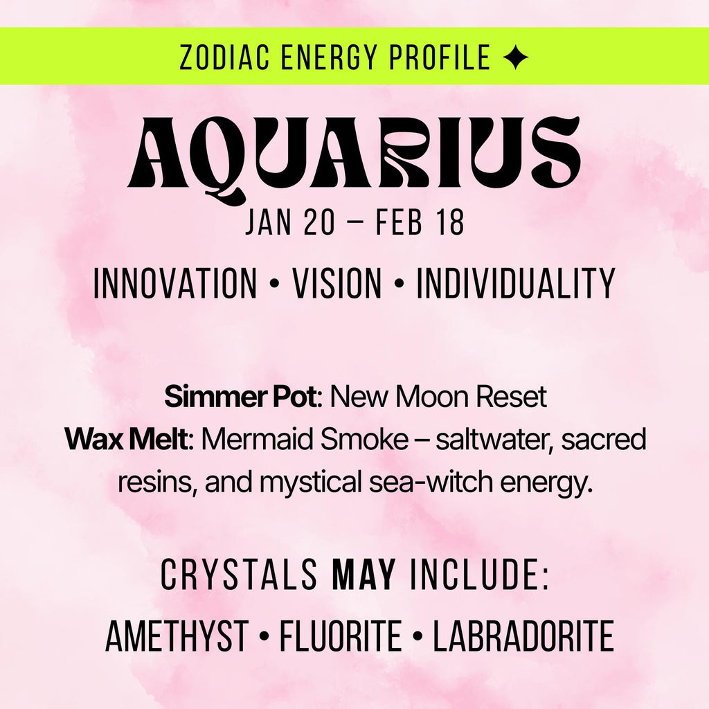 Zodiac Crystal Mystery Box | Astrology Gift Set | Tarot Reading, Wax Melt, Simmer Pot | Spiritual Gift for Her