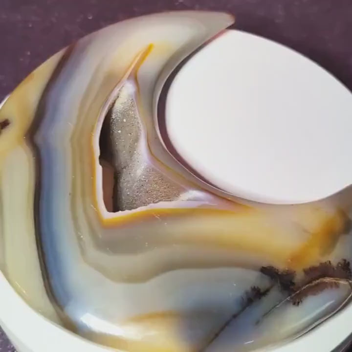 Druzy Blue Agate Moon | Calming Crystal Decor • Emotional Balance • One of a Kind