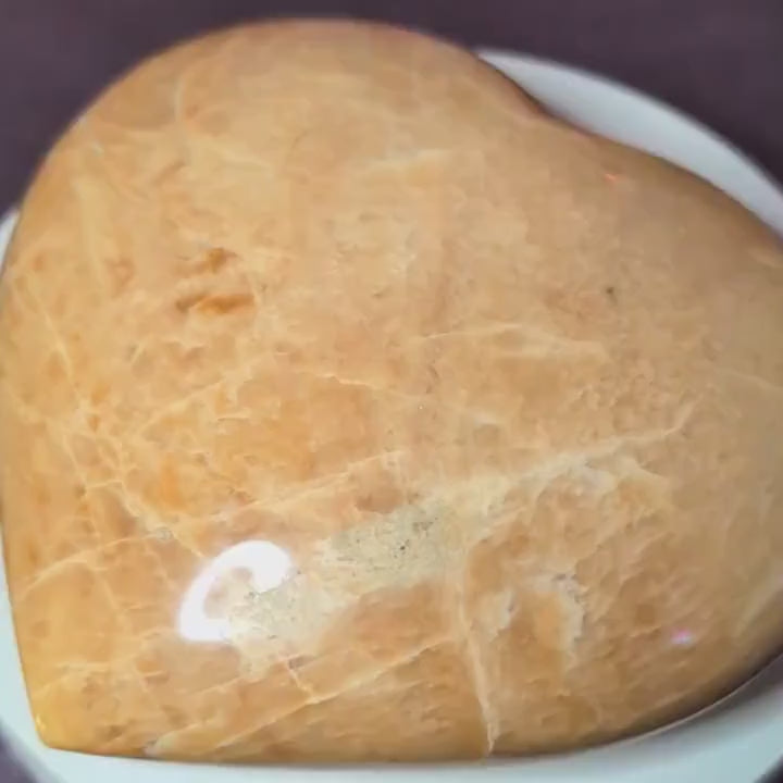 Large Peach Moonstone Heart | Emotional Healing Crystal • Divine Feminine • Love & Calm Energy