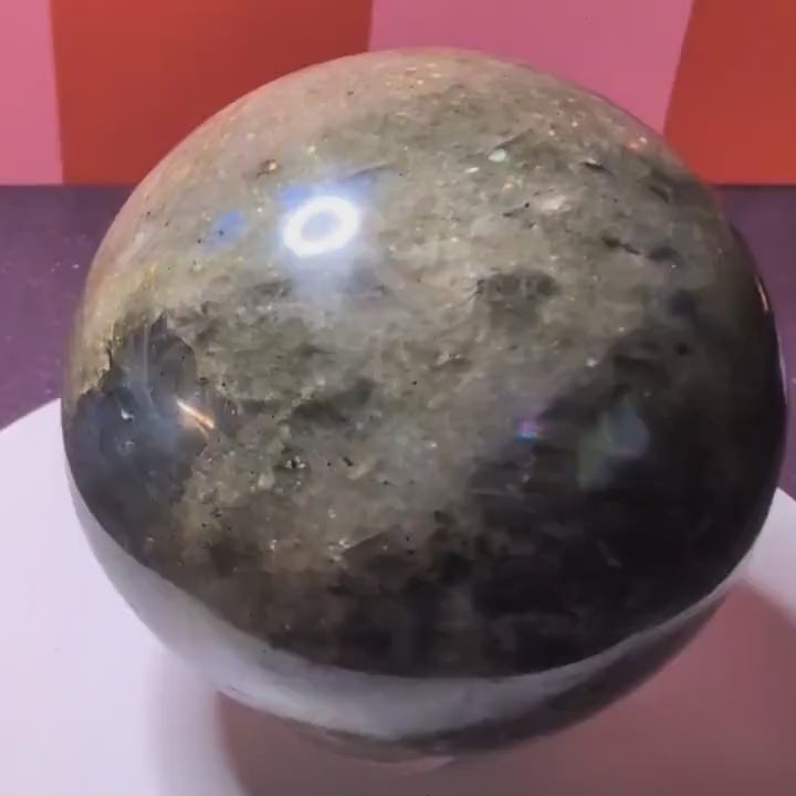 Large Labradorite Sphere | Mystical Protection Crystal • Intuition • Energy Shield | One of a Kind