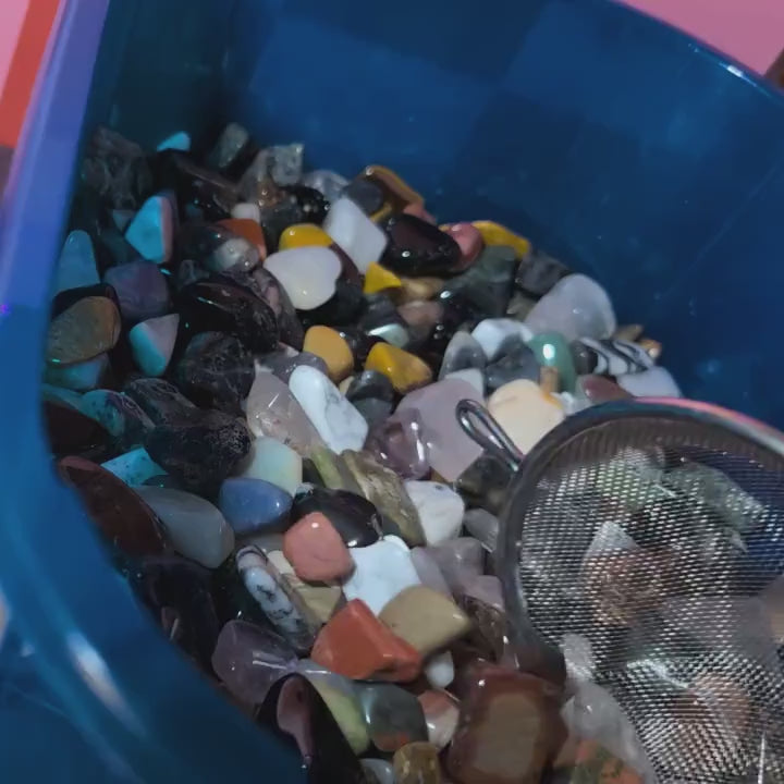 Natural Crystal Tumbles Lucky Scoop – 4 oz Jar – Assorted Healing Stones – Small Polished Crystals – Witchy Mystery Mix